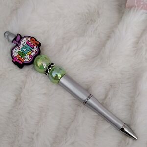 Silver and Green Teacher Pen